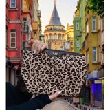 Kuum London K33ZD343K Hakiki Süet Deri Kadın Clutch Çanta - Standart - Leopar