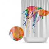 Küvet Perdesi-Dijital Baskı Balık Desen Banyo Duş Perdesi, Su Geçirmez Banyo Duş Seti 180x200 Cm