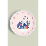 Küvette Fil Modern Tasarım Duvar Saati - 30cm - Önü Camlı Beyaz Kasa - Sessiz Mekanizma, JH0245S30BKP