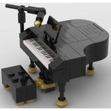 Kuyruklu Piyano Özel Tasarım %100 LEGO Parçalarından Minifigür Ölçeğinde Siyah