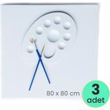 Kuytu Sanat Tuval 80 cm x 80 cm / 3 Adet, Kaliteli Kanvas Tuval %100 Pamuk, Palet ve Fırça Hediyeli