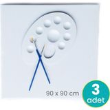 Kuytu Sanat Tuval 90 cm x 90 cm / 3 Adet, Kaliteli Kanvas Tuval %100 Pamuk, Palet ve Fırça Hediyeli