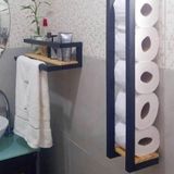 Kuzela Metal Ahşap Banyo Havluluk Raf Vetuvalet Kağıtlığı Rafı