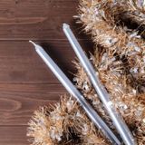Kuzey 10 Pcs Chrıstmas Candle Metallıc Brıght Silver Candlestıck 10 Adet Gümüş Şamdan Mumu Yılbaşı Mumları