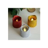 Kuzey 12 Adet Simli Led Işıklı Mum Kırmızı Gold Gümüş Led Mum Simli Işıklı Mum Gün Işığı Led Mum Pilli Mum- GÜN IŞIĞI