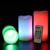 Kuzey 3Lü Set Led Mum Rgb Kumandalı Renkli Işıklı Mum Led Remote Control Electronic Candle Işıklı Mum