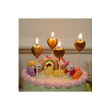 Kuzey 4 Adet Gold Kalpli Pasta Mumu Kalpli Doğum Günü Pasta Mumu Gold Pasta Mumu Kalpli Mum Gold Candle