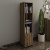 Kuzey 4 Raflı, Kapaklı Minimal Kitaplık, Antik Ceviz