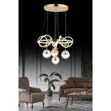 Kuzey 4lü Gold Küre Kumandalı ve Dimerli (Beyaz, Sarı, Gün Işığı) Ledli Salon Mutfak Oda Oturma Odası Hol Ledli Avize SB-LD-403