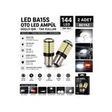 KUZEY AKSESUAR Oto Led Ampülü Güçlü Işık Tak Kullan 144 Led Tek Duy Güçlü Işık 2 Adet Beyaz