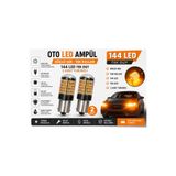 KUZEY AKSESUAR Oto Led Ampülü Güçlü Işık Tak Kullan 144 Led Tek Duy Güçlü Işık 2 Adet Turuncu