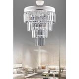 KUZEY AYDINLATMA Çağla 5 Li Beyaz Dörtkatlı Kristal Taşlı Modern Avize