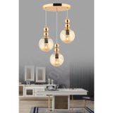 KUZEY AYDINLATMA ŞİMAL 3 LÜ GOLD GLOP CAMLI MODERN ŞIK AVİZE AYDINLATMA