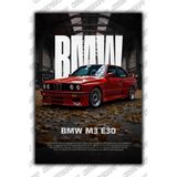 Kuzey Craft BMW M3 E30 Metal Poster Duvar Tablosu Özel Tasarım Hediye Parlak HD Baskı Premium Dekor