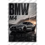 Kuzey Craft BMW M4 Metal Poster Duvar Tablosu Özel Tasarım Hediye Parlak HD Baskı Premium Dekor