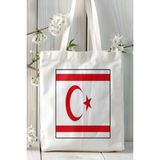 Kuzey Kıbrıs Türk Cumhuriyeti Kktc Bayrak Baskılı Bez Çanta Omuz Çantası Kişiye Özel Model