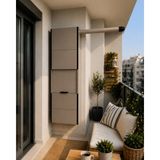 Kuzey Kombi Plastik Pvc Sürgülü Kapak Kombi Dolabı En×boy×der: 58×160×40 cm Balkon Iç-Dış Mekan Mutfak Için Dayanıklı Dolap - Vizon