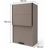 Kuzey Kombi Plastik Sahara Vizon Pvc Sürgülü Kapak Kombi Dolabı Sürgülü Kapak 58 x 104 x 40 cm Balkon Iç Mekan Mutfak Dayanıklı ve Şık