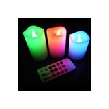 Kuzey Led Remote Control Electronic Candle Kumandalı Renkli Işıklı Mum 3lü Set Işıklı Mum Romantik Mum -RENKLİ