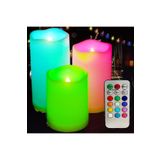 Kuzey Led Remote Control Electronic Candle Kumandalı Renkli Işıklı Mum 3lü Set Küçük Orta Büyük Işıklı Mum RENKLİ