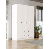 Kuzey Life Elegante Modern Tasarımlı Membran Kapaklı 4 Kapılı Gardırop (52 cm Derinlik) - Beyaz
