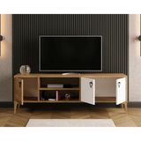 Kuzey Life Rivo Tv Ünitesi Legnano-Beyaz Raflı ve Kapaklı Modern Tasarım 150 cm