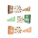 Kuzey Materyal ÜÇLÜ ÜRÜN! Hayvanlar, Sebzeler, Meyveler Kavram & Eşleme Seti (Türkçe & İngilizce) Toplam 90 Kart