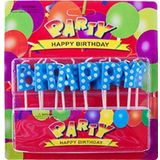 Kuzey Mavi Yazılı Happy Bırthday Doğum Günü Mumu Mavi Happy Bırthday Pasta Mumu Happy Bırthday Blue Candle