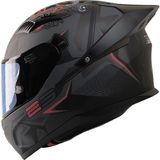 Kuzey Motor Fazer FX-211X Mat Siyah-Gri-Kırmızı Kask Kapalı Model Renkli Camlı ( Iç Güneş Vizörlü ) - Mat Siyah - Gri - Kırmızı