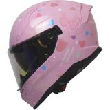 Kuzey Motor M-910 Lady Stora Güneş Vizörlü Pembe Kask (Gökkuşağı Camlı) - XS - Parlak Pembe