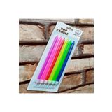 Kuzey Multi Colors Bırthday Candle Vıp Uzun Renkli Neon Pasta Mumu 6 Adet Neon Renkli Doğum Günü Mumu