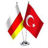 Kuzey Osetya - Türkiye -İkili Saten Masa Bayrağı