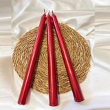 KUZEY OYUNCAK 10 PCS CHRISTMAS CANDLE METALLIC BRIGHT RED CANDLESTICK 10 ADET KIRMIZI ŞAMDAN MUMU YILBAŞI MUMLARI