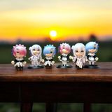 Kuzey Oyuncak Rem Ram Anime Karakter Seti 6 Li Biblo Karakter Anime Set Vıp Kalite Dekor Obje Anime Karakterleri - Renkli
