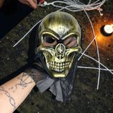 Kuzey Oyuncak YÜKSEK KALİTE GOLD TÜLLÜ KURU KAFA MASKESİ CADILAR BAYRAMI KORKU MASKESİ SKULL HALLOWEEN MASK