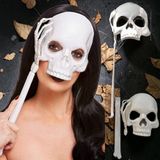Kuzey Oyuncak YÜKSEK KALİTE TUTMALI BEYAZ KURU KAFA MASKESİ 44X17 CM CADILAR BAYRAMI KORKU MASKESİ HALLOWEEN MASK