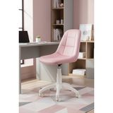 KUZEY SANDALYE Işıltı Beyaz Ayaklı Çalışma Sandalyesi Yetişkin ve Çocuk Bilgisayar Sandalyesi (Ayarlanabilir) - Pudra - Pembe