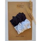 Kuzey Store 2'li Ribana Bebek Bandana - Standart - Siyah - Beyaz