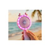 Kuzey Tacı Işıklı Sevimli Karakter Serisi Mini El Vantilatörü USB Şarjlı | LED Halkalı Gece Lambası & Fan Kawaii Soğutucu