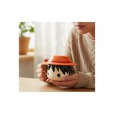 Kuzey Tacı One Piece Luffy Tasarımlı 3D Porselen Kupa – Hasır Şapka Kapaklı Özel Tasarım İçecek Bardağı