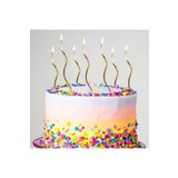 Kuzey Vıp Kalite Parlak Metalik Gold Spiral Pasta Mumu- 6 Adet Gold Doğum Günü Mumu Gold Bırthday Candle