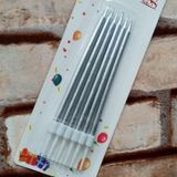 Kuzey Vıp Kalite Parlak Metalik Gümüş Pasta Mumu 6 Adet Gümüş Doğum Günü Mumu Decor Silver Bırthday Candle