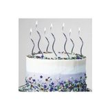 Kuzey Vıp Kalite Parlak Metalik Gümüş Spiral Pasta Mumu 6 Adet Doğum Günü Mumu Silver Bırthday Candle