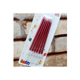Kuzey Vıp Kalite Parlak Metalik Kırmızı Pasta Mumu 6 Adet Kırmızı Doğum Günü Mumu Decor Bırthday Candle