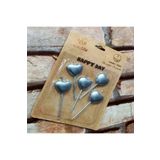 Kuzey Vıp Silver Heart Happy Bırthday Candle 5 Adet Metalik Gümüş Kalpli Pasta Mumu Kalpli Doğum Günü Mumu