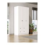 KuzeyLife Elegante Modern Tasarımlı Membran Kapaklı 3 Kapılı Gardırop (50 Cm Derinlik) Beyaz