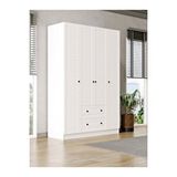 KuzeyLife Elegante Modern Tasarımlı Membran Kapaklı 4 Kapılı Gardırop (52 Cm Derinlik) Beyaz