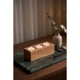 Kuzeylina 3'lü Ahşap Mumluk - 15X6X5 cm - Doğal Kayın Ağacı Dekoratif Hediyelik