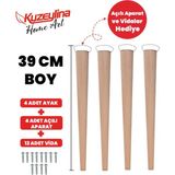 Kuzeylina 4'lü 39 cm Doğal Ahşap Ayak Konik Masa-Sandalye-Tabure- Sehpa Ayağı