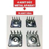 Kuzeylina 50X50 M8 Sehpa Ayak Bağlantı Sac Aparatı Düz (4 Adet) 16 Adet Vida - Metalik Gri